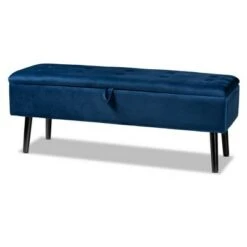 Caine Velvet Wood Storage Bench - Baxton Studio Black/dark Brown -Ottomans Official Shop unnamed file 9046
