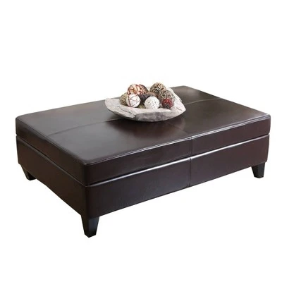 Dylan Bonded Leather Flip-Top Storage Ottoman Brown - Abbyson Living 3 Dylan Bonded Leather Flip-Top Storage Ottoman Brown - Abbyson Living