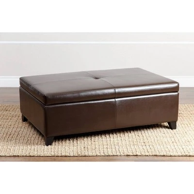 Dylan Bonded Leather Flip-Top Storage Ottoman Brown - Abbyson Living 5 Dylan Bonded Leather Flip-Top Storage Ottoman Brown - Abbyson Living – Image 3