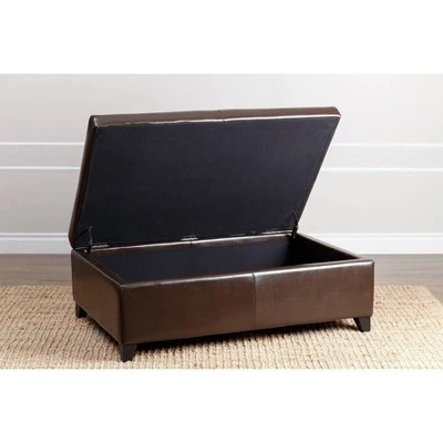 Dylan Bonded Leather Flip-Top Storage Ottoman Brown - Abbyson Living 6 Dylan Bonded Leather Flip-Top Storage Ottoman Brown - Abbyson Living – Image 4