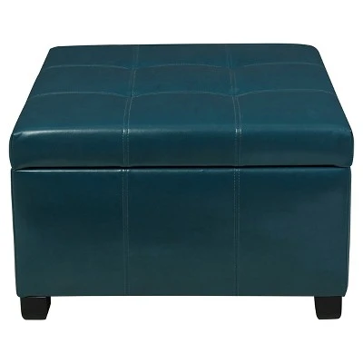 Cortez Faux Leather Storage Ottoman - Christopher Knight Home Teal 3 Cortez Faux Leather Storage Ottoman - Christopher Knight Home Teal