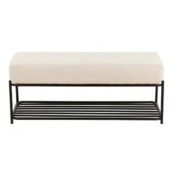 44" Daniella Contemporary Bench - LumiSource Steel/polyester Black/charcoal -Ottomans Official Shop unnamed file 916