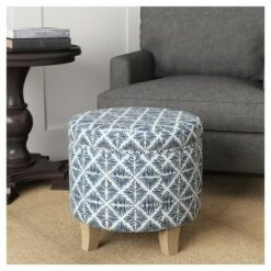 Cole Classics Round Storage Ottoman Flared Wood Leg - HomePop Linen -Ottomans Official Shop unnamed file 9198