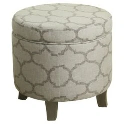 Cole Classics Round Storage Ottoman Flared Wood Leg - HomePop Linen -Ottomans Official Shop unnamed file 9200
