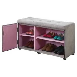 Shoe Storage Ottoman 18" - Silver Gray - Ore International