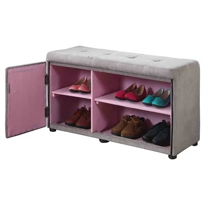 Shoe Storage Ottoman 18" - Silver Gray - Ore International 3 Shoe Storage Ottoman 18" - Silver Gray - Ore International