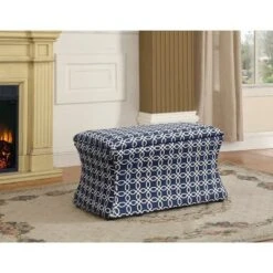 Lattice Pouf Storage Ottoman Light Blue - Ore International