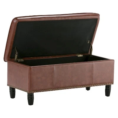 39" Northridge Storage Ottoman Cognac Faux Leather - WyndenHall 4 39" Northridge Storage Ottoman Cognac Faux Leather - WyndenHall – Image 2