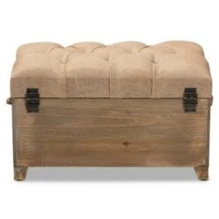 2pc Clement Fabric Upholstered Wood Spindle Storage Ottoman Trunk Set Beige/Brown - Baxton Studio -Ottomans Official Shop unnamed file 9268