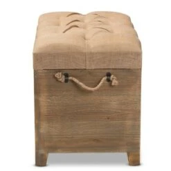 2pc Clement Fabric Upholstered Wood Spindle Storage Ottoman Trunk Set Beige/Brown - Baxton Studio -Ottomans Official Shop unnamed file 9270