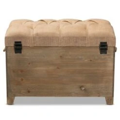 2pc Clement Fabric Upholstered Wood Spindle Storage Ottoman Trunk Set Beige/Brown - Baxton Studio -Ottomans Official Shop unnamed file 9271