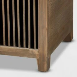 2pc Clement Fabric Upholstered Wood Spindle Storage Ottoman Trunk Set Beige/Brown - Baxton Studio -Ottomans Official Shop unnamed file 9274