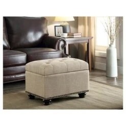 5th Avenue Storage Ottoman Tan Fabric - Breighton Home -Ottomans Official Shop unnamed file 9297