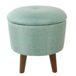 Modern Round Woven Tufted Storage Ottoman - HomePop Gray