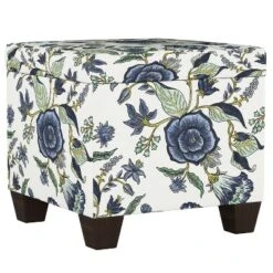 Fairland Square Storage Ottoman Shaded Floral Blue - Threshold™