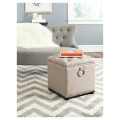 Arturo Storage Ottoman Beige - Safavieh