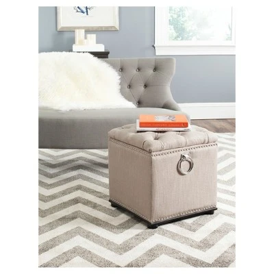 Arturo Storage Ottoman Beige - Safavieh 3 Arturo Storage Ottoman Beige - Safavieh