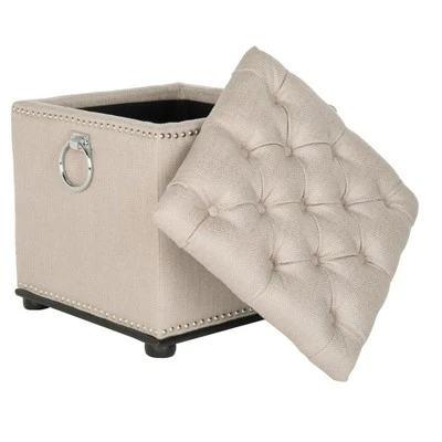 Arturo Storage Ottoman Beige - Safavieh 4 Arturo Storage Ottoman Beige - Safavieh – Image 2
