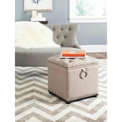 Arturo Storage Ottoman Beige - Safavieh 6 Arturo Storage Ottoman Beige - Safavieh – Image 4