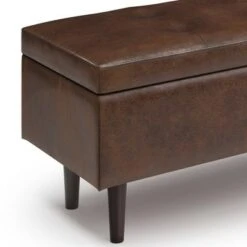 Blanchette Mid Century Rectangular Storage Ottoman - WyndenHall Distressed Chestnut Brown -Ottomans Official Shop unnamed file 9379