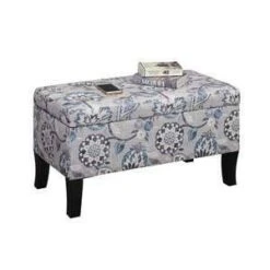 Designs4Comfort Winslow Storage Ottoman - Breighton Home Gray Flora