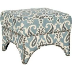 Declan Ottoman Brass Nail Heads - Blue Grey/Natural - Safavieh -Ottomans Official Shop unnamed file 9499