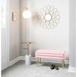 30" Neapolitan Glam Storage Bench - LumiSource Steel/velvet Chrome/silver -Ottomans Official Shop unnamed file 952