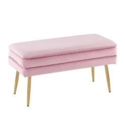 30" Neapolitan Glam Storage Bench - LumiSource Steel/velvet Chrome/silver -Ottomans Official Shop unnamed file 953