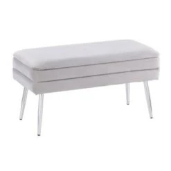 30" Neapolitan Glam Storage Bench - LumiSource Steel/velvet Chrome/silver -Ottomans Official Shop unnamed file 954