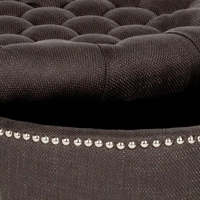 Vanessa Ottoman Silver Nail Heads - Charcoal - Safavieh 5 Vanessa Ottoman Silver Nail Heads - Charcoal - Safavieh – Image 3