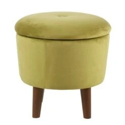 Modern Round Velvet Tufted Storage Ottoman - Homepop Green -Ottomans Official Shop unnamed file 9574