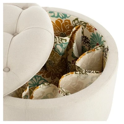 Tanisha Shoe Storage Ottoman - Off White - Safavieh 4 Tanisha Shoe Storage Ottoman - Off White - Safavieh – Image 2