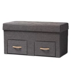 Gerwin Wood 2 Drawer Storage Ottoman - Baxton Studio Beige/oak Brown -Ottomans Official Shop unnamed file 9627
