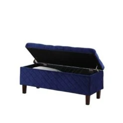 Quilted Tufted Storage Ottoman - Ore International Blue