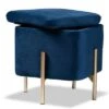 Aleron Velvet Metal Storage Ottoman - Baxton Studio Blue/gold