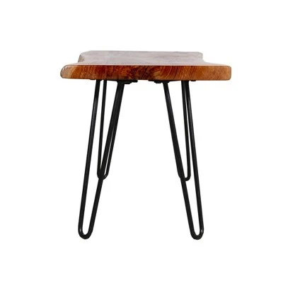 Alaterre Furniture Hairpin Natural Brown Live Edge Wood with Metal Bench 3 Alaterre Furniture Hairpin Natural Brown Live Edge Wood with Metal Bench