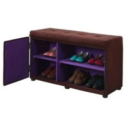 Shoe Storage Ottoman 18" - Brown - Ore International