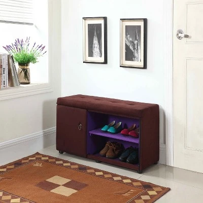 Shoe Storage Ottoman 18" - Brown - Ore International 4 Shoe Storage Ottoman 18" - Brown - Ore International – Image 2