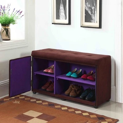 Shoe Storage Ottoman 18" - Brown - Ore International 5 Shoe Storage Ottoman 18" - Brown - Ore International – Image 3