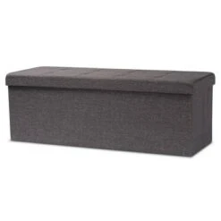 Haide Fabric Upholstered Storage Ottoman - Baxton Studio Dark Gray -Ottomans Official Shop unnamed file 9710