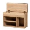 Ramsay Wood Shoe Storage Ottoman Dark Brown/Oak Brown - Baxton Studio