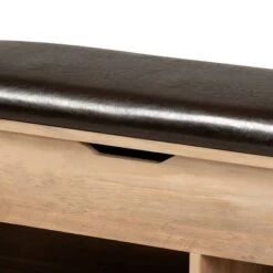 Ramsay Wood Shoe Storage Ottoman Dark Brown/Oak Brown - Baxton Studio -Ottomans Official Shop unnamed file 9738