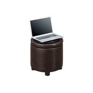 Round Accent Storage Ottoman Espresso - Breighton Home 3 Round Accent Storage Ottoman Espresso - Breighton Home