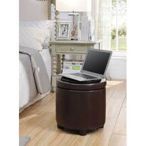 Round Accent Storage Ottoman Espresso - Breighton Home 4 Round Accent Storage Ottoman Espresso - Breighton Home – Image 2