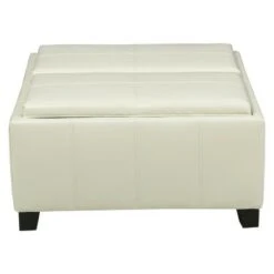 Mansfield Faux Leather Tray Top Storage Ottoman - Christopher Knight Home Gray -Ottomans Official Shop unnamed file 9756