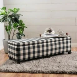 Cleo Storage Ottoman Black/White Checkerboard - Christopher Knight Home