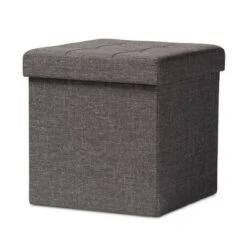 Palmer Fabric Upholstered Wood Storage Ottoman - Baxton Studio Dark Gray -Ottomans Official Shop unnamed file 9774