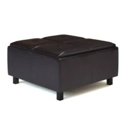 Karis Square Coffee Table Storage Ottoman Tanners Brown - WyndenHall