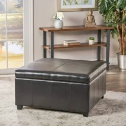Forrester Bonded Leather Square Storage Ottoman Espresso - Christopher Knight Home