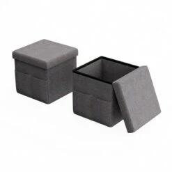 Yorkshire Home Foldable Storage Cube Ottoman with Pockets - Lavish Home Gray -Ottomans Official Shop unnamed file 9866